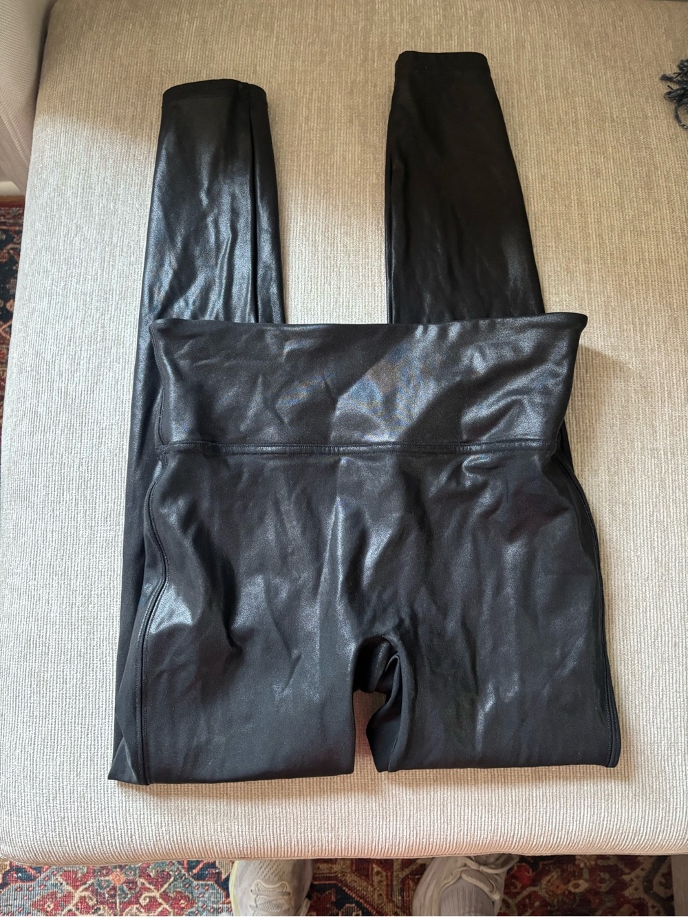 SPANX Black Faux Leather-Look Leggings